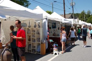 vendors showing their wares at Art in the Park in Blowing Rock NC